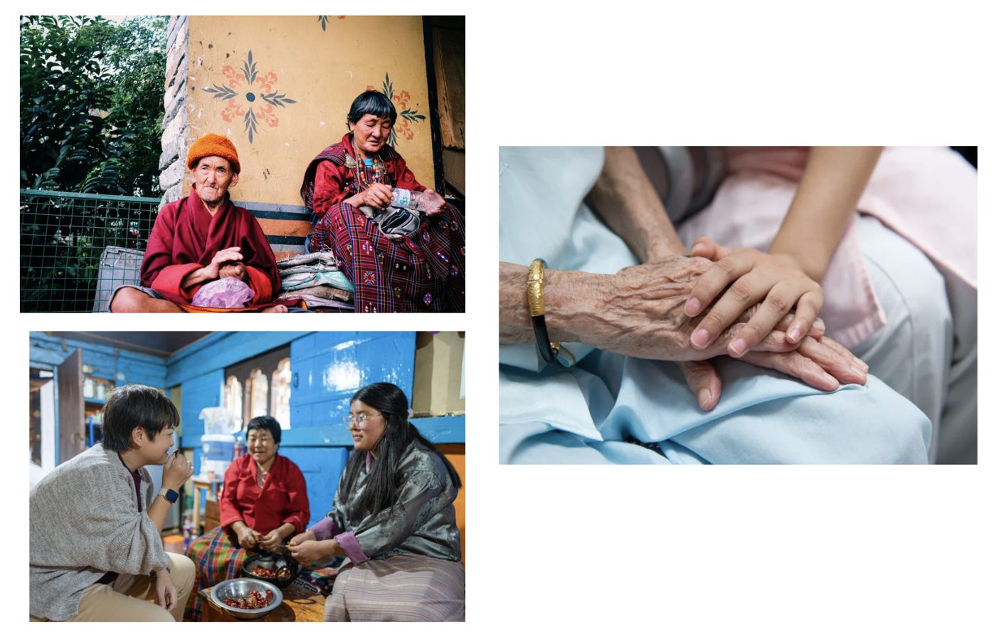 Photographs of families and of hands held together